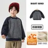 Moletom Quente com Forro de Lã, Manga Raglan Colorido Estilo Europeu para Meninos, Novo Modelo Outono/Inverno 2026, Roupa Infantil para Crianças Pequenas