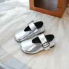 Sapatos de Couro para Meninas Estilo Coreano Bico Redondo 2026 Primavera Novo Estilo Ballet Boca Rasa Cor Sólida Sapatos de Princesa Mary Jane Sola Macia