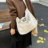 Bolsa de Lona Elegante da Moda Feminina Outono e Inverno 2025 Nova Bolsa de Mão de Grande Capacidade Bolsa Tote Ombro para Estudante e Comutador