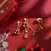 Pendientes de Navidad "Jingle Bells", Lindos Pendientes de Campana Roja, Pinzas para Cartílago de la Oreja, Pendientes y Pinzas para Orejas Atmosféricos