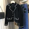 Elegante chaqueta corta de tweed negra de alta gama estilo Chanel para mujer, novedad otoño 2026