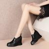 Zapatos para Aumentar la Altura Temporada de Primavera para Mujer, Zapatos Deportivos Casuales Negros, Tacones de Cuña Altos, Zapatos de Salón