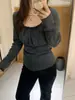 Fábrica de Suéteres Dalan Source Suéter de Punto con Volantes y Cuadrado, Plisado, para Mujer, Corte Delgado, Camiseta Base
