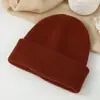 Gorro de Punto Grueso de Doble Capa para Otoño e Invierno Color Sólido con Puño Simple de Lana para Esquí al Aire Libre Protección para los Oídos Cálido Gorro Cómodo
