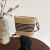 Bolso de Hombro Trenzado de Paja de Color Contrastante Tendencia 2026 Nueva Moda Estilo Coreano Clásico Bolso Cruzado de Gran Capacidad Bolso Tejido a Mano
