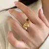 Anillo Exquisito de Elefante para Mujer Estilo Ins Sentido de Diseño Nicho Dulce Fresco Abierto Ajustable Anillo Lujo Ligero Elegante Celebridad de Internet Anillo Dedo Índice