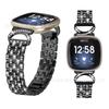 Adecuado para Fitbit versa4/sense2 cuernos cinco filas de correa metálica con incrustaciones de diamantes Versa3 smart