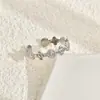 Anillo de Apertura de Nicho de Lujo Ligero Transfronterizo para Mujer Horno Oro Real Acero Inoxidable Anillo de Personalidad Simple para Mujer Ajustable