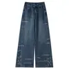 Jeans para Mujer Estilo Retro Americano Workwear con Corte Curvo, Nuevo Modelo Primavera y Otoño 2026, Corte Holgado, Adelgazantes, Pantalones Anchos Rasgados