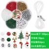 Caja de 7 flores de ciruelo, cuentas de arroz, cuentas de vidrio, traje, muñeco de nieve, árbol de Navidad, adornos, colgante, traje de cuentas de color navideño