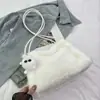 Bolsa de Balde Peluda de Novo Estilo Transfronteiriça para Mulheres, Bolsa de Ombro de Alto Padrão Estilo Coreano Outono e Inverno, Bolsa de Mão para o Dia a Dia com Design de Nicho