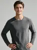 Camiseta térmica de doble cara cálida y resistente al frío para hombre, de manga larga y cuello redondo, top de otoño para comercio exterior transfronterizo