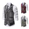 Chaleco Casual Nuevo para Hombre Transfronterizo 2025 Retro Color Contraste Solapa Tweed Espiguilla Chaqueta Chaleco para Hombre