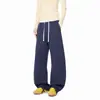 Pantalones para hombre de corte inclinado estilo americano con perneras curvas, que ofrecen un look relajado y casual, adecuados para deportes y uso diario, con un diseño de pierna recta holgada y un estilo de pantalón largo casual versátil