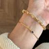 Otoño e Invierno Superposición Oro Azul Blanco Piedra Patrón Vertical Ala Ancha Delgada Media Pulsera Retro Simple Atmosférica Pulsera de Alta Gama para Mujer
