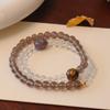 Diseño Original Pulsera de Cristal Blanco Anillo Doble Polvo de Cristal de Té Dosel de Loto Estilo Chino Nuevo Accesorios Pequeños Frescos Pulsera