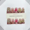 Nai Zi Unhas Usáveis Puramente Feitas à Mão Novo Estilo Bico de Pato Curto F022 Patch de Arte de Unha Temperamental Esculpido Pintado à Mão