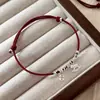 Pulseira Atrai-Dinheiro S925 Prata Esterlina 2026 para o Ano do Cavalo, Fio Vermelho Feito à Mão, Novo Estilo Chinês, Pulseira Simples e Fashion