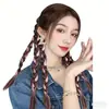 Peluca de mujer con cola de caballo alta, trenza, dulce, fresca, natural, trenza larga, con reflejos, peluca de trenza de boxeo, red roja, trenza de espina de pescado