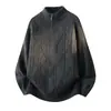 Suéter de tricô com padrão losango para homens e casais, com gola alta e zíper parcial, estilo retro old-money, adequado para outono e inverno, atacado de uma fábrica transfronteiriça