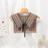 Outono e Inverno Xale Pequeno de Tricô com Cordão Proteção para Pescoço de Lã Decoração de Celebridade da Internet Feminino Padrão Geométrico Proteção para Ombro e Pescoço Nó