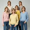 Suéter de punto de marca de moda de comercio exterior transfronterizo de Amazon MAX original con cuello en V de color sólido color dopamina de cuello redondo para mujer