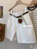 Bolsa Pequena com Fivela para Pendurar, Emagrecedora e Valorizadora, Shorts Casuais Versáteis para o Trabalho para Mulheres, Calça Branca de Cintura Alta