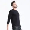 Camiseta de Manga Larga para Hombre Tendencia Primavera 2025 Tops Casuales de Cuello Redondo Camisas Básicas para Hombre