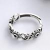 Anillo de Plata de Ley 925 Tailandesa de Doble Letra Tendencia Retro Marca Moderna Anillo de Pétalo para Dama Zirconia Moderna Hip-Hop Punk