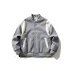 Ctsbts Chaqueta de Cuero Sintético Patchwork Estilo Universitario Americano de Moda Primavera y Otoño Unisex Holgada Chaqueta de Béisbol 2602