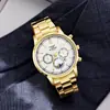 Reloj para Hombre Nuevo Tendencia de Moda Explosiones Negocios Alta Tecnología Falso Calendario de Tres Ojos Cuarzo Correa de Acero Esfera Grande