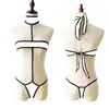 Ropa interior sexy para mujer europea y americana, traje de baño, bragas, sujetador sexy para mujer, perspectiva, traje de baño bikini de una pieza