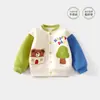 Jaqueta de baseball infantil, estilo primavera e outono, roupa de outono para meninos, cardigã infantil color block, agasalho, roupas de outono para meninas