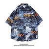 Camisa de manga corta con grafiti de Luffy para hombre, de verano, fina, holgada, moderna, combinable, para parejas, de media manga