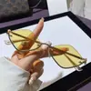 Nuevas gafas de sol de protección solar de media montura con forma de diamante, gafas de sol metálicas para mujer, moda europea y americana, montura pequeña, gafas de sol de alta gama