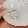 Nova Pulseira de Contas Coloridas Contrastantes Estilo Chinês Pedra Imitação Shoushan para Mulheres Verão Dopamina Colorida Design de Nicho Pulseira Elástica