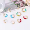 Pendientes Redondos Retro de Dos Tonos Empalmados, Grandes y Pequeños, Europeos y Americanos, Transfronterizos, Simples y de Moda, Versátiles para el Uso Diario para Mujeres
