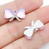 Aretes hechos a mano para armar, collares, colgantes pequeños, forma de corazón de aleación, moño, tulipán, colgantes morados, accesorios de joyería para armar