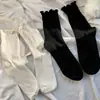 Meias Lisas com Babados para Mulheres, Meias Respiráveis de Cano Médio Estilo Coreano para Primavera e Verão, Meias Slouch Brancas com Renda Tendência JK