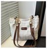 Bolso de Hombro Tote de Lona Estilo Commuter Estilo Coreano Nuevo Trendy 2025 a Cuadros Plisado de Gran Capacidad para Mujer