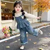 Ropa Infantil Coreana 2026 Otoño/Invierno Nueva Llegada Conjunto de Punto Color Café para Niñas con Suéter con Capucha y Pompón y Pantalones Rectos Conjunto de Dos Piezas