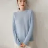 Sencilla y versátil, suave y amigable con la piel, camiseta básica de punto para mujer de cachemira de color liso, cuello redondo, suéter grueso de punto trenzado para usar en capas