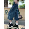 Shorts de mezclilla 7/8 para mujer estilo retro americano, nuevo modelo verano 2026, cintura alta, favorecedores para petite, pantalones holgados de pierna ancha de longitud media
