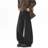 Jeans Lavados Retro Americanos tipo Cimitarra para Hombre, Chaleco de Plumas de Moda para Pareja Primavera y Otoño, Pantalones Largos de Pierna Ancha Versátiles Holgados
