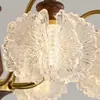 Araña de sala de estar estilo vintage, lámpara de dormitorio principal retro francesa de madera de fresno, lámpara de pasillo de alta gama con forma de pétalo de 6 luces, hierro
