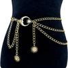 Joyería Transfronteriza Europea y Americana Personalizada Retro Colgante Luna Estrella Cadena de Cintura Metálica Cadena Multicapa para Mujer Accesorios Cadena para el Cuerpo