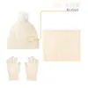 Conjunto de Tres Piezas de Gorro Bufanda Guantes Tejidos para Otoño Invierno Gorro de Lana Grueso Cálido Guantes con Pantalla Táctil para Mujer
