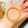 Pulseira de Contas Elástica de Ouro Areia Vietnamita para Transferência de Sorte Levemente Luxuosa de Alta Qualidade Exquisita Cor Duradoura Rápida Versátil Nicho
