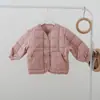 Traje de Algodón de Invierno Estilo de Invierno Niños Niñas Color Sólido Chaqueta de Algodón Pantalones de Algodón Conjunto de Dos Piezas Infantil Engrosado Cálido