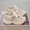 Sandalias Deportivas Medias para Niños con Suelas de Llanta, Malla Simple, Ligeras, Zapatos Blancos tipo Papá para Niños Medianos y Grandes, 25 Zapatos de Marco para Niñas Primavera y Verano